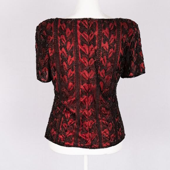 Vintage Laurence Kazar Beaded Top LARGE Whimsigoth Cocktail Evening Romantic - Picture 7 of 10